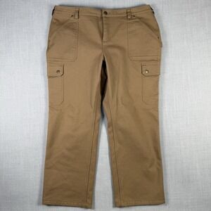 Duluth Trading Pants Womens Size 18x29 Flex Fire Hose Fleece Lined Cargo Canvas